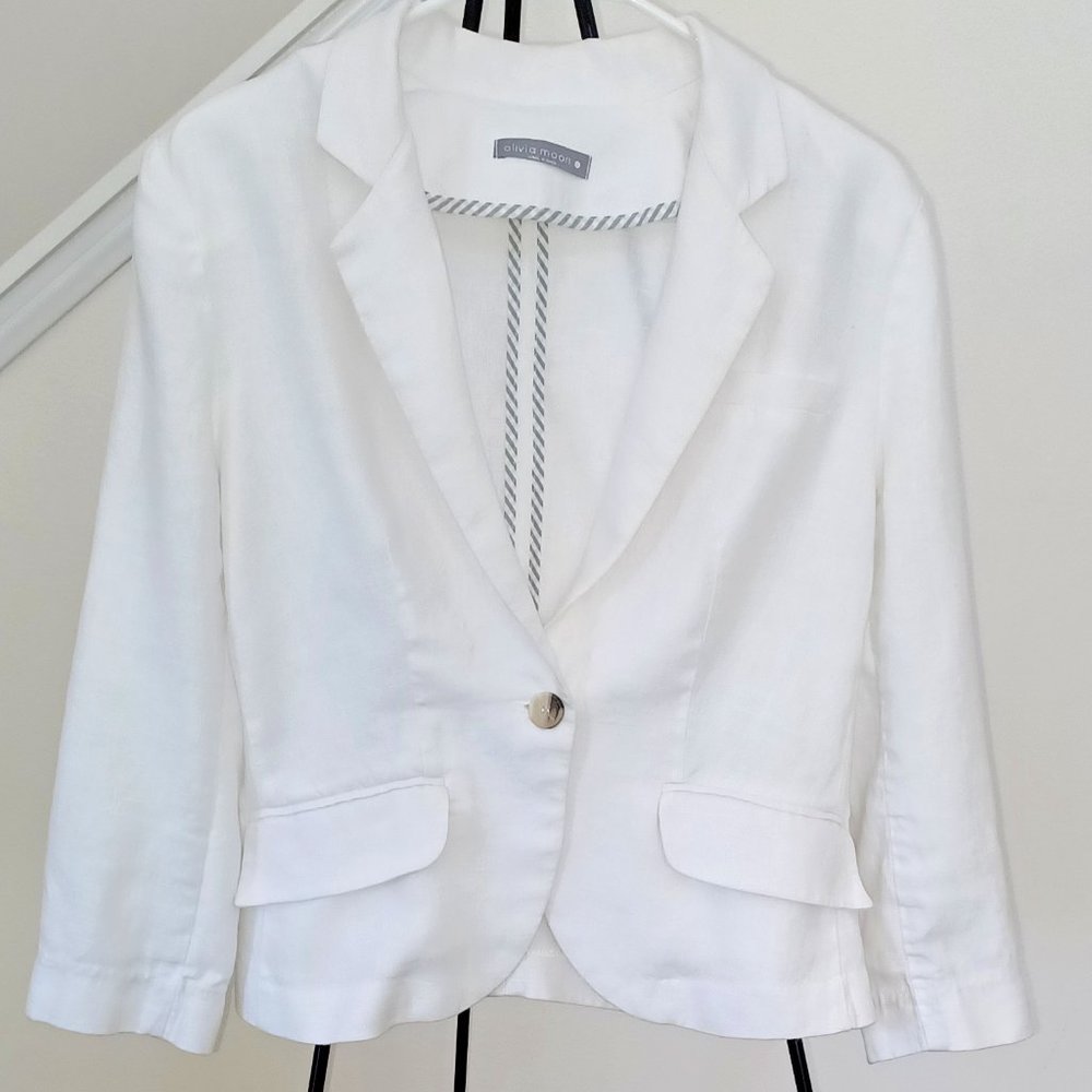 Olivia Moon 100% Linen White Blazer